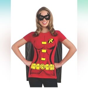 Rubie's Costume DC Comics Women's Robin T-Shirt With Cape And Eye Mask